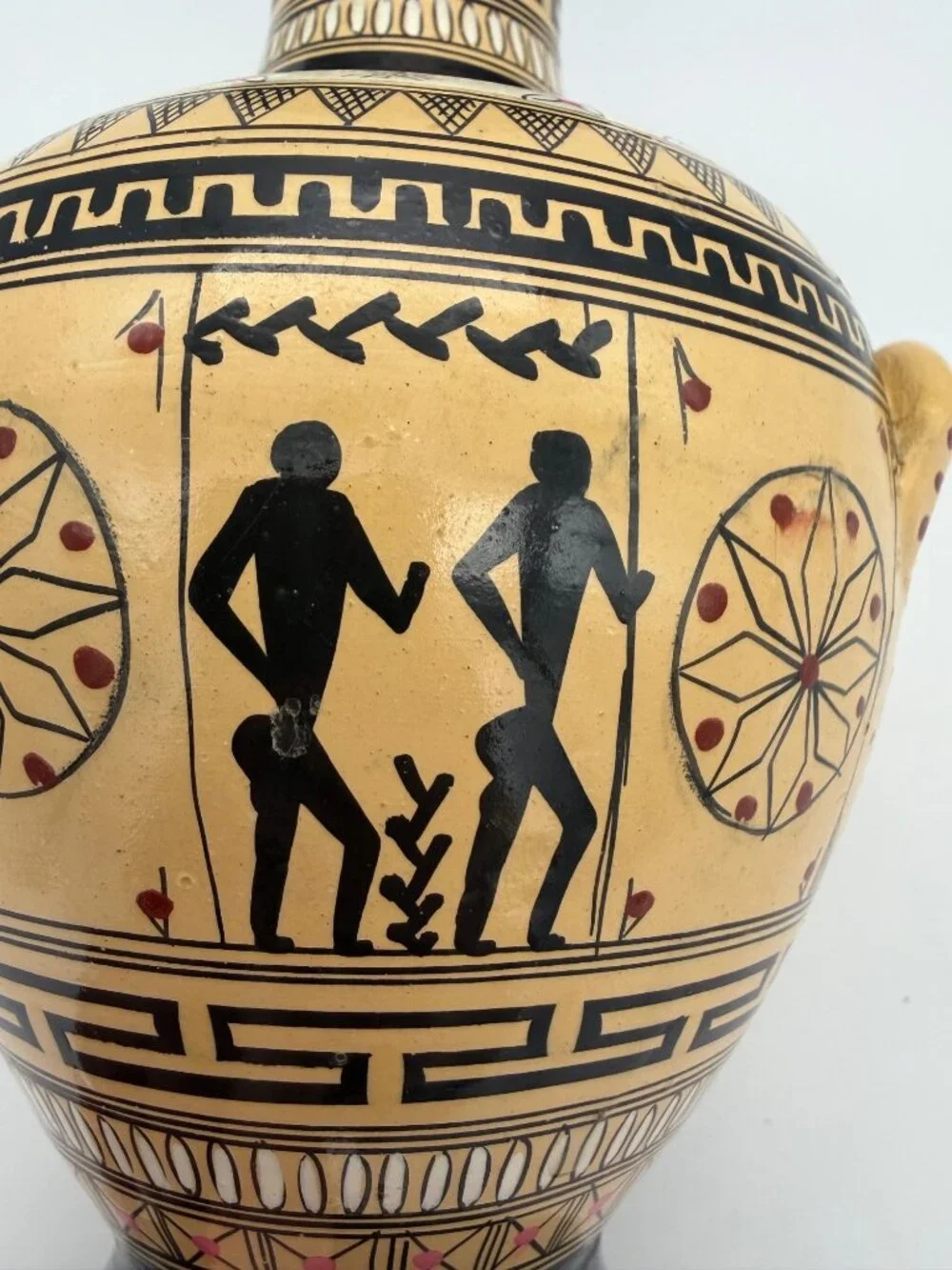 Greek Amphora Vase Black Figure Pottery Hand Painted Ceramic 8.5 In Museum Decor